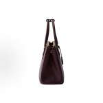 PRADA Saffiano metal engraved logo handbag, medium-sized women\'s wine red